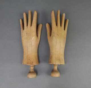 A pair of 19th/20th Century beech glove trees in the form of a hand 33cm x 7cm x 4cm 