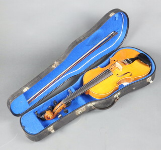 Franz Sandner, a West German viola with 2 piece back, labelled Franz Nauheim Anno 1985 West Germany, 15", cased and with bow 