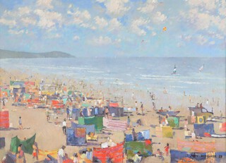 John Woolner '89, oil on canvas signed and dated "View of Woolacombe Bay" 54cm x 75cm  