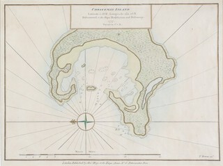 T Bowen (died 1790) map, Christmas Island, discovered in the ships Refolution and Difcovery 1777, London published by Alex Hogg at the Kings Arms no.16 Paternoster Row  23.5cm x 30cm 