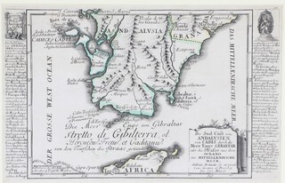 Gabriel Bodenehr, map of Gibraltar (restrike) 18cm x 28cm 