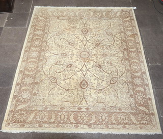 A white and grey ground floral patterned Persian carpet with central medallion 295cm x 241cm 