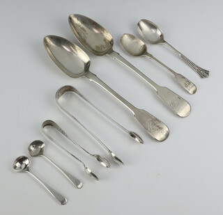 A pair of George IV silver Old English table spoons London 1825 and other minor cutlery 109 grams 