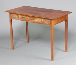 A 19th Century rectangular mahogany side table with frieze drawer, raised on square supports 74cm h x 106cm w x 56cm d 