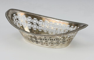 A Victorian silver pierced boat shaped dish London 1895, 71 grams, 16.5cm  