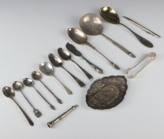 A Victorian silver apostle dessert spoon London 1872 and minor spoons etc, weighable silver 170 grams 