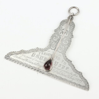 A Victorian silver Senior Wardens jewel in the form of a level, London 1876, 46 grams