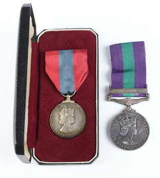 A General Service medal to Lt.G.M.Clarke. Q.A.R.A.M.C. with Cyprus bar, a cased Imperial Service Medal to Marjorie Kate Potkins 