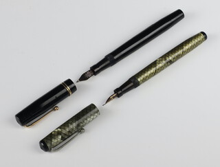 A 1930's Swan Mabie Todd snakeskin fountain pen with 14ct nib and black ditto 