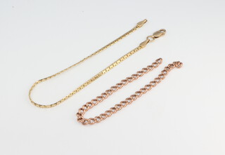 Two 9ct yellow gold bracelets, 4.9 grams 