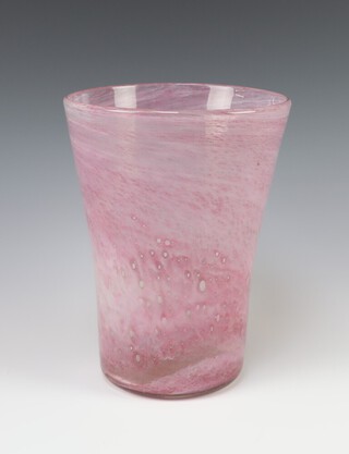 An Art Glass pink opaque glass vase of trumpet shape 19cm  