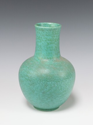 A Bretby pottery turquoise club shaped vase, impressed Bretby 2455D 19cm  