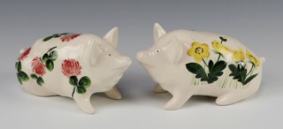 A Griselda Hill Pottery for Wemyss figure of a seated pig 9cm and 1 other marked G.H.P MM 9cm 
