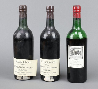 Two bottles of 1966 Berry's Own Selection port bottled in 1968, a bottle of 1963 Berry's Own Selection vintage port (some evaporation) 