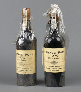 Two bottles of 1970 Alto Douro Vinhos Borges vintage port  