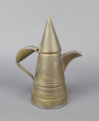 An Arabic brass Dallah coffee pot with hinged lid and tapering form 25cm x 12cm 