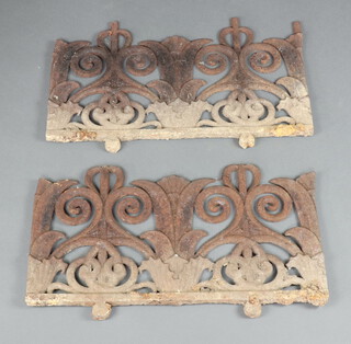 Two sections of Victorian cast and pierced iron garden panelling 40cm x 61cm  