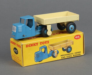 Dinky Toys, a 415 Mechanical Horse and Wagon in blue and cream boxed