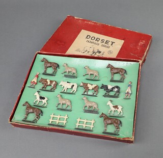 Dorset Toys Farmyard Series no.19, a boxed set of lead figures of cows, horses, fencing and milkmaids