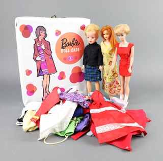 Barbie, a collection of Barbie outfits, 2 Barbie dolls and a Barbie Doll case no.1002, together with a Sindy Doll and 1 other doll 