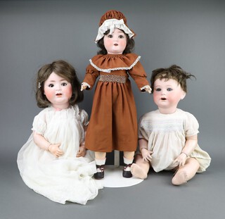 Three bisque headed dolls marked Jutter 1914 12 1/2, SPBH 1900 6 Germany and Porzellanfabrik Burggrub 169 8 Germany 