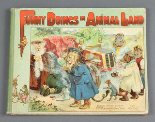 Bingham, Clifton. "Funny Doings In Animal Land", pictorial title and coloured plates, illustrations by G.H. Thompson, dedication from the illustrator on front page "Phyllis Morton with Best Xmas Wishes from G Henry Thompson 1907"