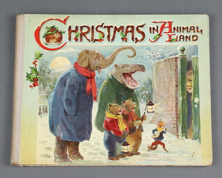 Bingham, Clifton. "Christmas In Animal Land", pictorial title and coloured plates,  illustrations by G.H. Thompson, dedication from the illustrator on front page "to Phyllis Morton with Best Xmas Wishes from. (the Artist) G H Thompson Dec 4 1908"