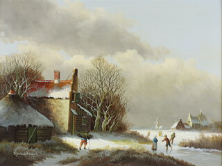 Hendrik Verdonk (1902-1963), oil on board "Winter Near Enkhuizen Holland" 29cm x 39cm 