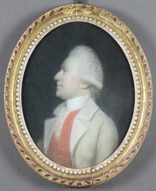 An 18th Century gouache portrait of a bewigged gentleman, the reverse marked Thomas Locke Esquire 24cm x 19cm, contained in a gilt frame 
