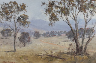 John Colin Angus, (1907-2002, Australian) oil on board, "Hazy Summer" 39cm x 59cm signed and dated '79 