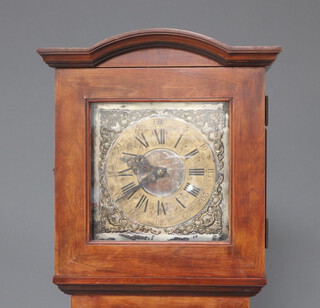 A striking on gong longcase clock, the 27cm silvered dial marked Jagemunn of Munchen and with gilt chapter ring, contained in a mahogany case 199cm h x 42cm w x 26cm d 