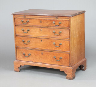 A Georgian mahogany chest with brushing slide above 4 long graduated drawers with brass swan neck drop handles, raised on bracket feet 80cm h x 87cm w x 47cm d  