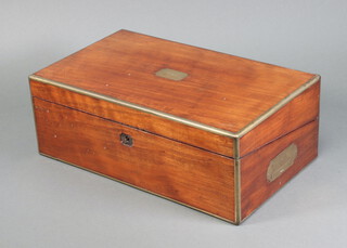 A Victorian mahogany and brass banded writing slope, the lid with brass plate marked J H Kitson 15cm h x 40cm w x 24cm d  