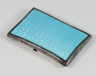 A Continental 925 standard guilloche enamelled cigarette case 85 grams, 8cm 