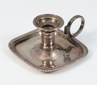 A George III silver miniature chamber stick with egg and dart rim (no snuffer), London 1809, 4cm 