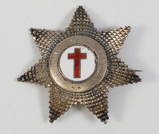 A Masonic Victorian silver and enamelled Knights Templar breast star London 1862, 29 grams 