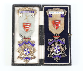 Two Masonic silver gilt and enamelled Founders Jewels Hillingdon Lodge no.3174, Initiate and Founding DC 
