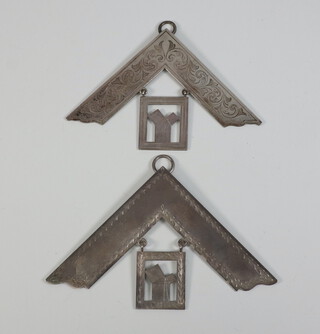 A Masonic Edwardian silver Past Masters collar jewel London 1901 and 1 other London 1922, 22 grams 