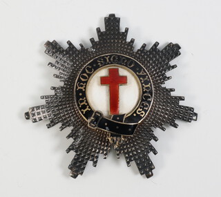 A Masonic Victorian silver and enamelled Knights Templar breast star London 1879, 53 grams gross 