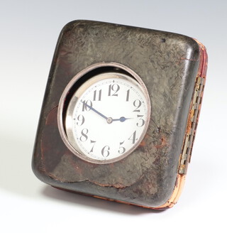 An Edwardian metal mechanical Goliath pocket watch contained in a tortoiseshell case (a/f)