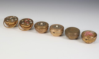 Six vintage gilt and paste set basket compacts 