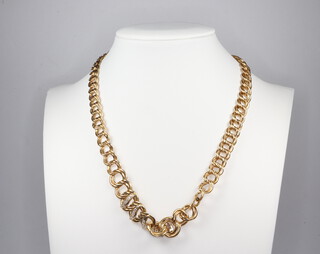 A 18ct yellow gold flat link necklace, 15 grams, 37cm 