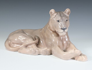 A Royal Copenhagen figure of a reclining lioness 30cm 