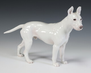 A Bing and Grondahl white glazed figure of a standing Terrier 20cm 