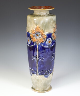 A Royal Doulton stoneware vase decorated with stylised flowers and swags 6821/661 27cm 