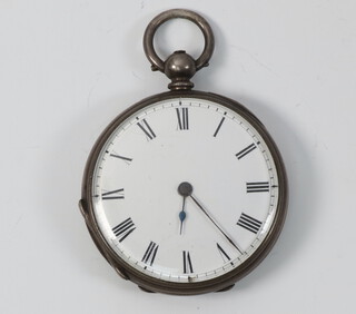 A lady's white metal keywind pocket watch 35mm 