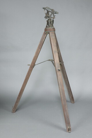 A 19th Century mahogany tripod with brass telescope fitting 163cm h (closed ex fitting)