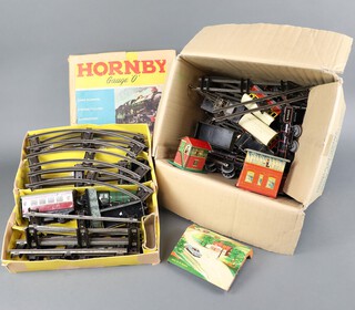 A Hornby O Gauge No.20 Goods Set boxed (box in poor condition) together with a collection of rolling stock, track and accessories 