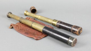 Two leather and brass 3 draw telescopes