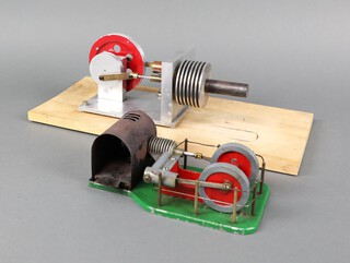 A Mamod stationary Stirling engine complete with burner, together with a scratch built Stirling engine 